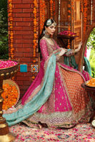 Pakistani Cabaret Pink Embroidered Net & Silk-Blend Lehenga (3-Piece) - Image 6