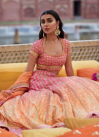 Ombre Pink Zardozi Pure Silk Lehenga Choli (3-Piece) - Image 3