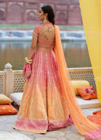 Ombre Pink Zardozi Pure Silk Lehenga Choli (3-Piece) - Image 7