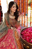 Jazz Pink Embroidered Silk Kalidaar Pishwas (3-Piece) - Image 4