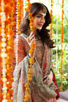 Jazz Pink Embroidered Silk Kalidaar Pishwas (3-Piece) - Image 8