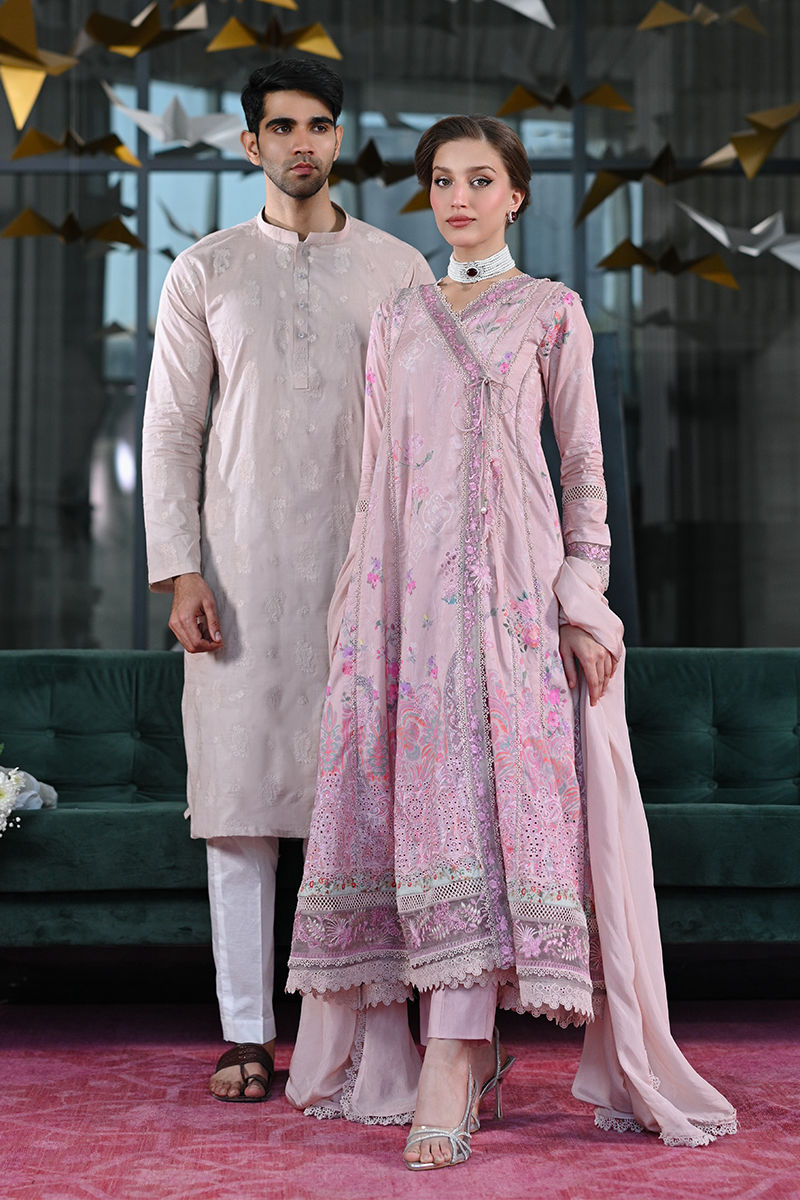 Dusty Pink Schiffli Embroidered Cotton-Blend Kurta (2-Piece) - Image 4