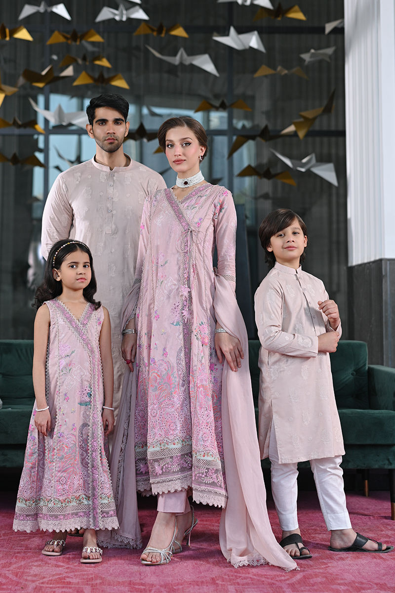 Dusty Pink Schiffli Embroidered Cotton-Blend Kurta (2-Piece) - Image 5