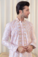 Soft Pink Geometric Embroidered Cotton Kurta (2-Piece) - Image 4