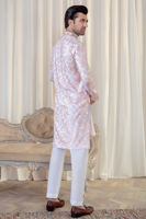 Soft Pink Geometric Embroidered Cotton Kurta (2-Piece) - Image 6