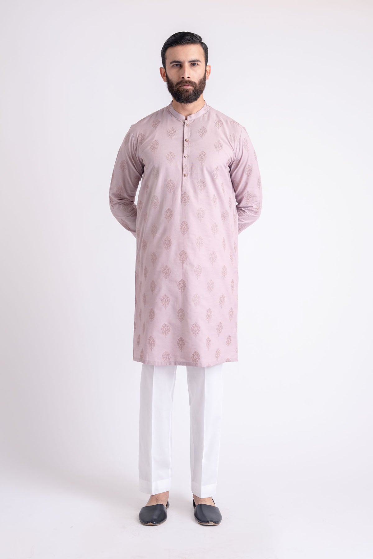 Pink Embroidered Cotton Kurta (2-Piece) - Image 1