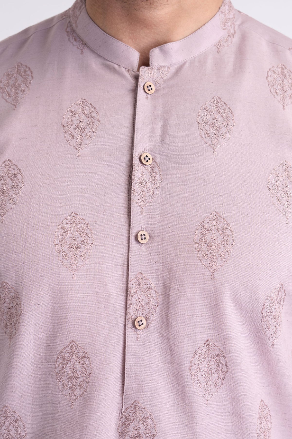 Pink Embroidered Cotton Kurta (2-Piece) - Image 2