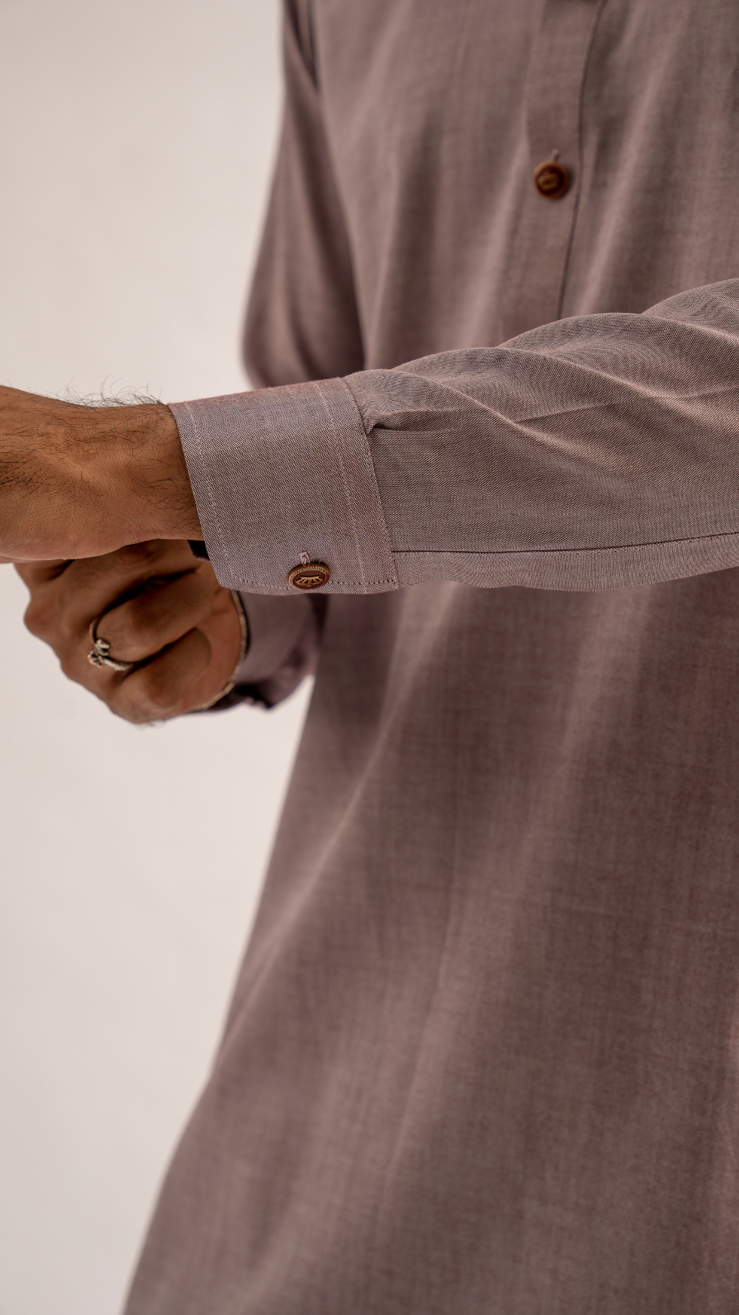 Dusty Mauve Textured Kurta Shalwar (2-Piece) - Image 3