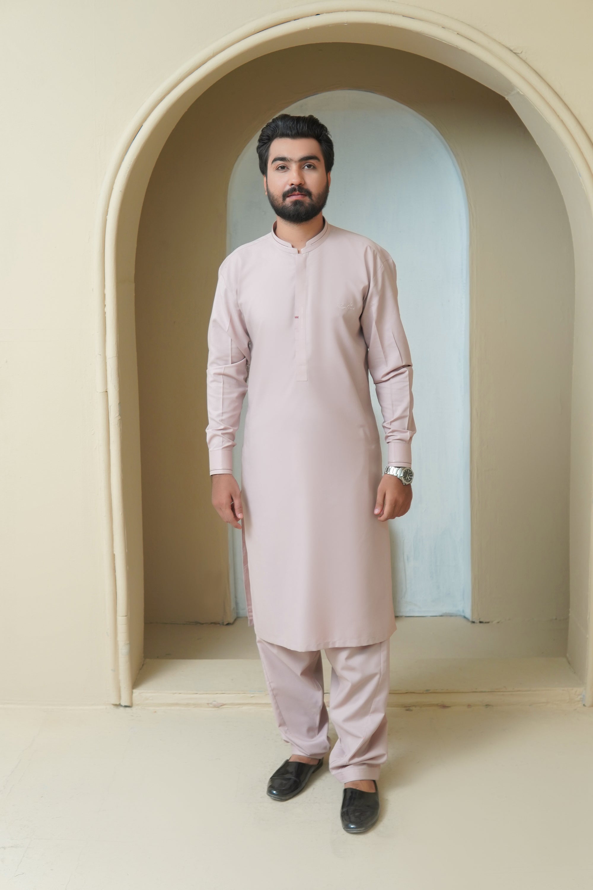 Blush Pink Embroidered Wash & Wear Shalwar Kameez (2-Piece) - Image 5