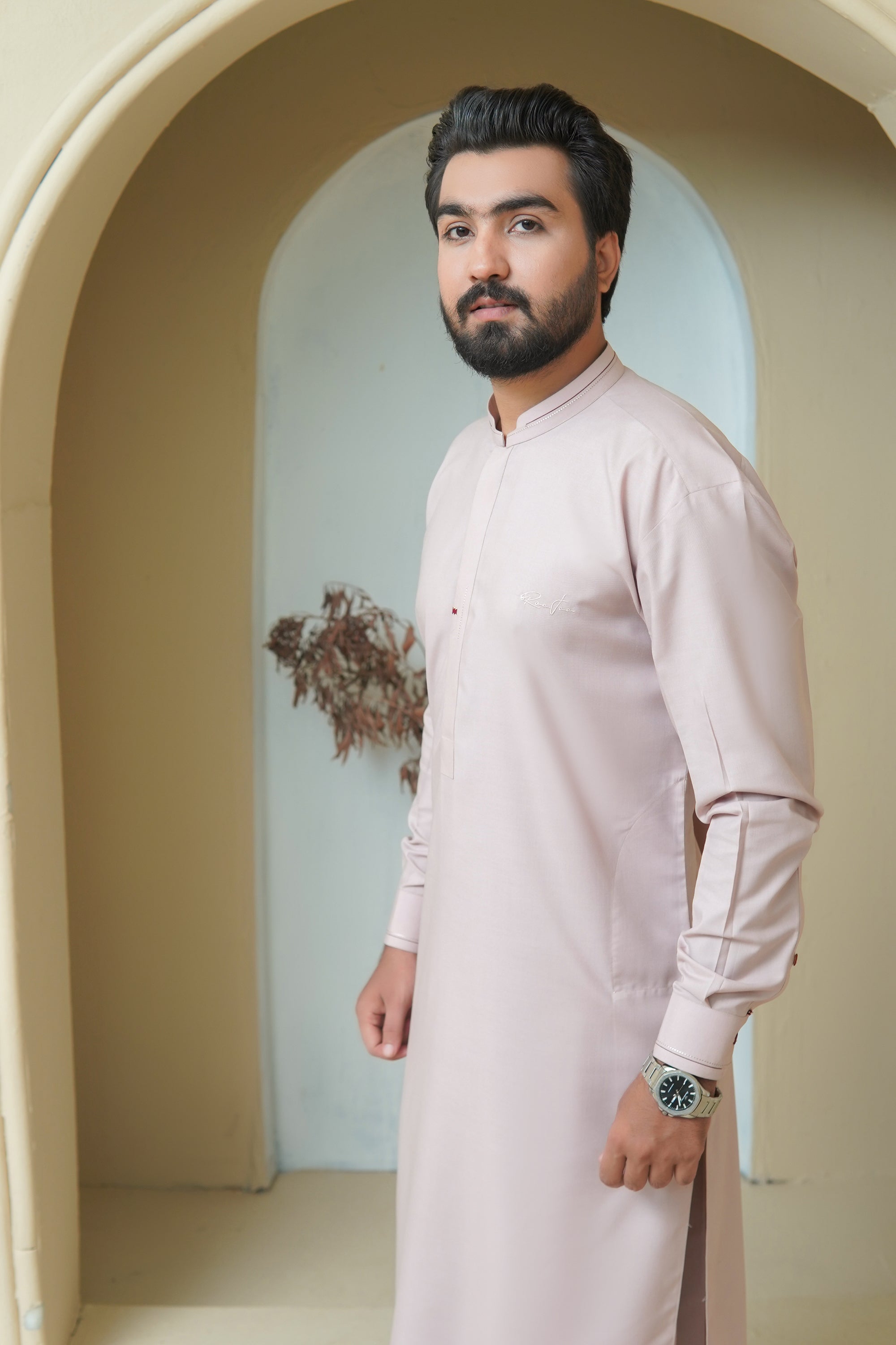 Blush Pink Embroidered Wash & Wear Shalwar Kameez (2-Piece) - Image 7