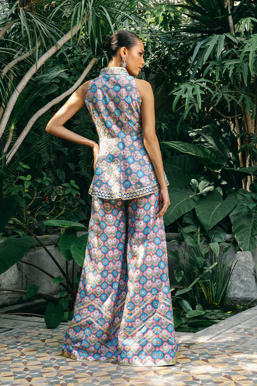 Lavender Zardozi Khaddi Silk Peplum Set (2-Piece) - Image 3