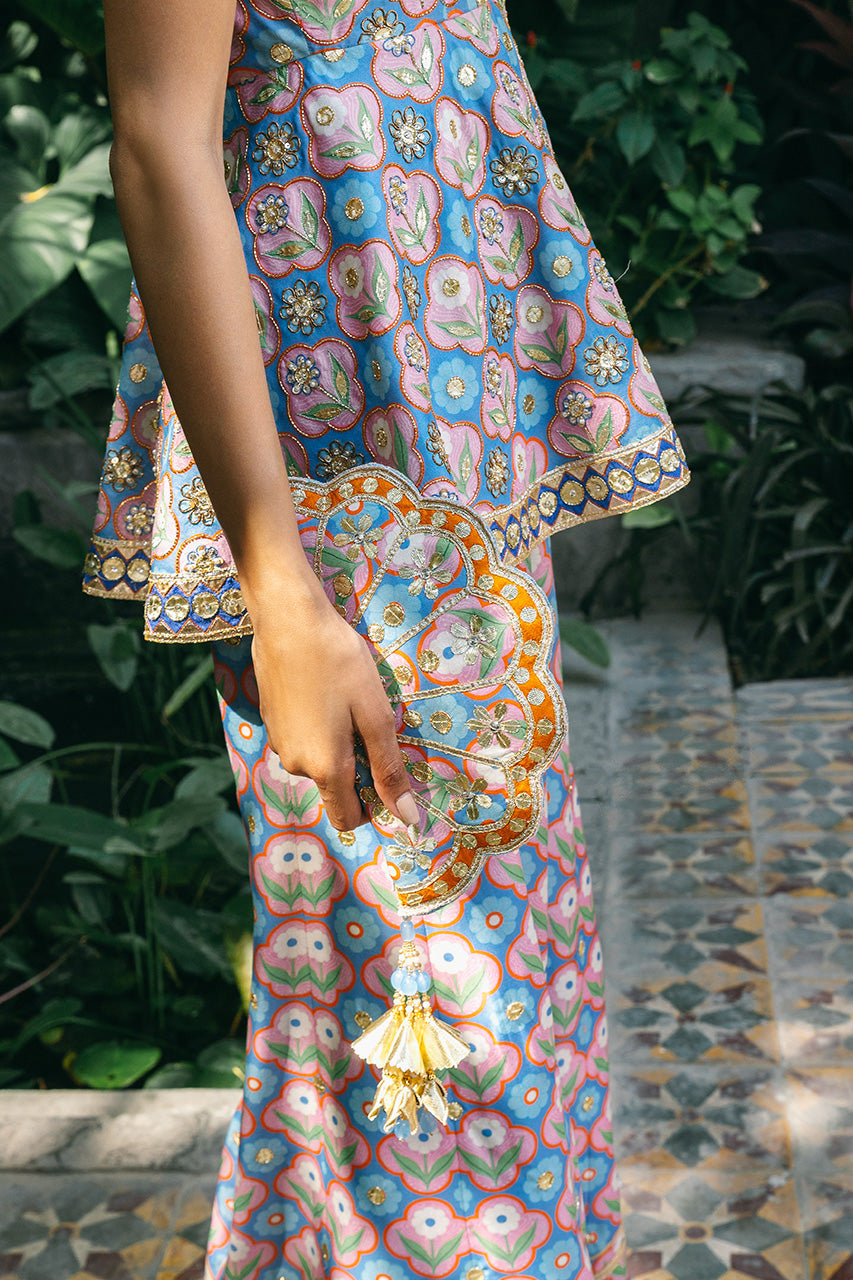 Lavender Zardozi Khaddi Silk Peplum Set (2-Piece) - Image 6