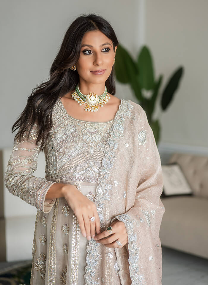 Blush Embroidered Organza Pishwas Dress (3-Piece) - Image 2