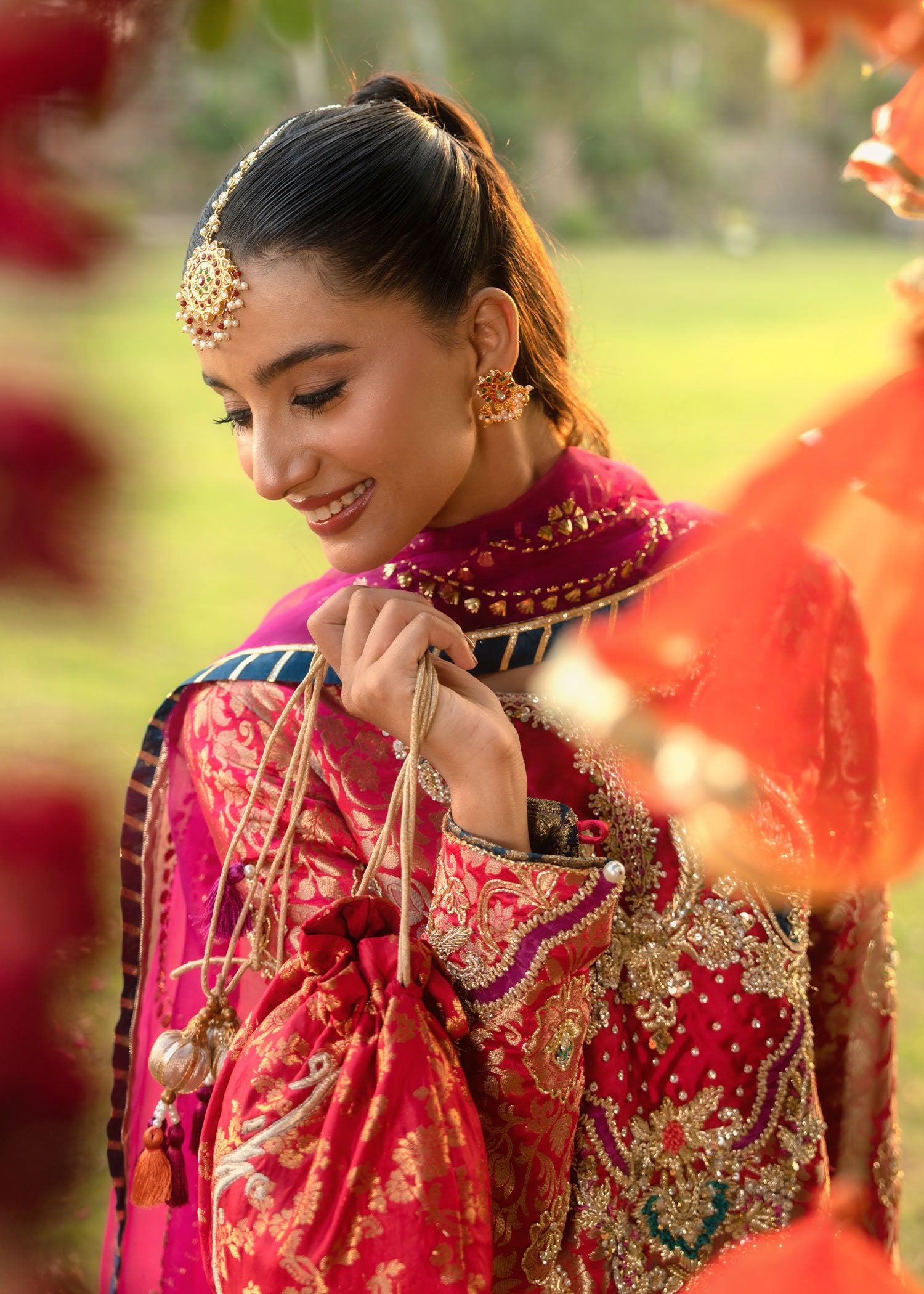 Pink Banarsi Embroidered Salwar Kameez (3-Piece) - Image 3