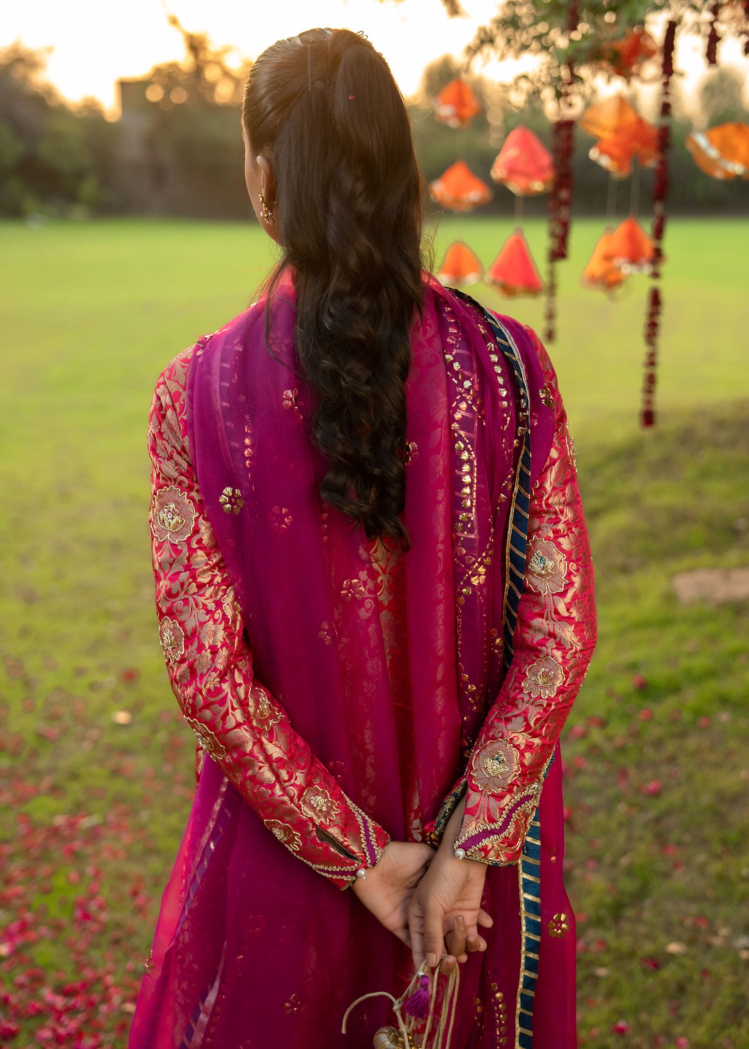 Pink Banarsi Embroidered Salwar Kameez (3-Piece) - Image 5