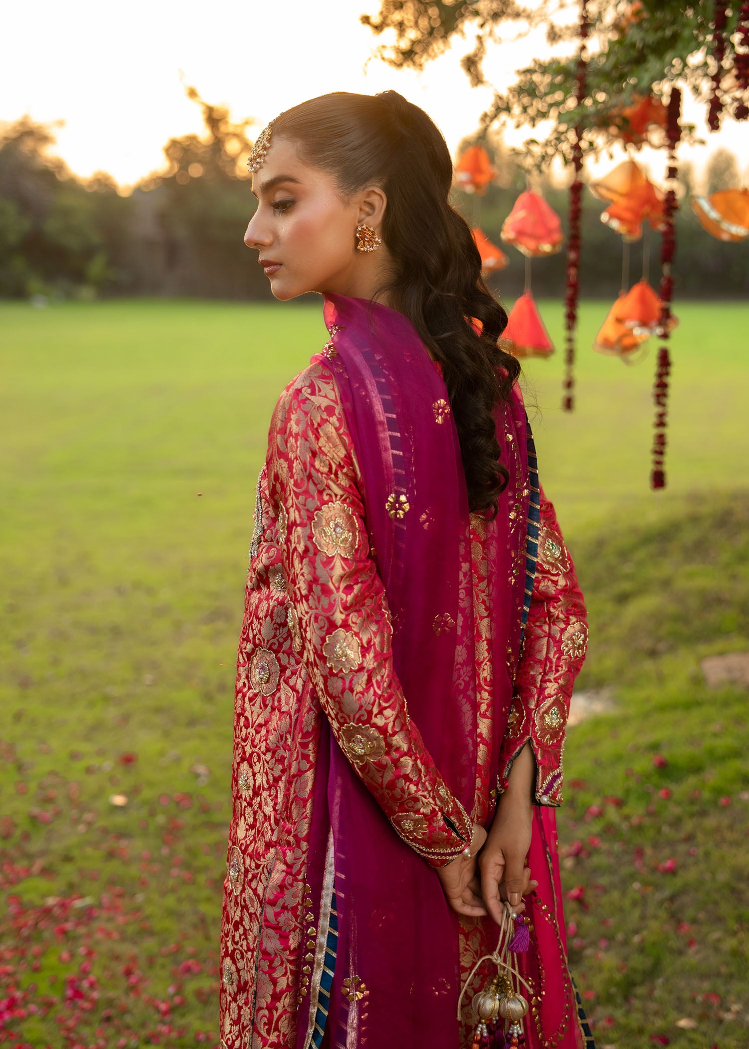 Pink Banarsi Embroidered Salwar Kameez (3-Piece) - Image 6