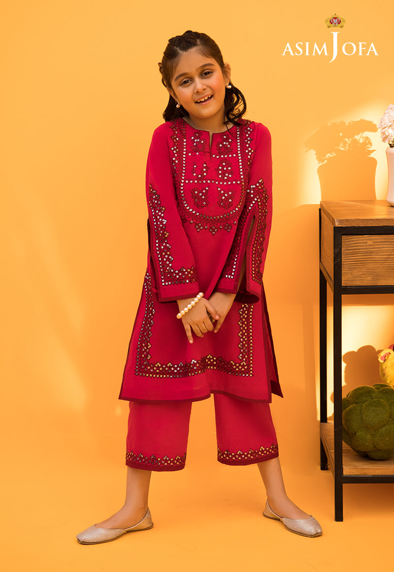 Fuchsia Pink Embroidered Cambric Salwar Kameez (2-Piece) - Image 1