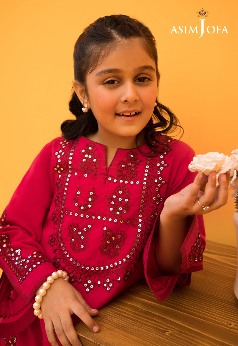 Fuchsia Pink Embroidered Cambric Salwar Kameez (2-Piece) - Image 3