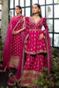 Hot Pink Embroidered Long Shirt with Sequinned Dupatta (3-Piece) - Image 4