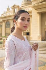 Soft Pink Self-Embroidered Tunic (3-Piece) - Image 2