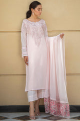 Soft Pink Self-Embroidered Tunic (3-Piece) - Image 3