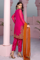 Pakistani Shocking Pink Zardozi Chiffon Salwar Kameez (3-Piece) - Image 4