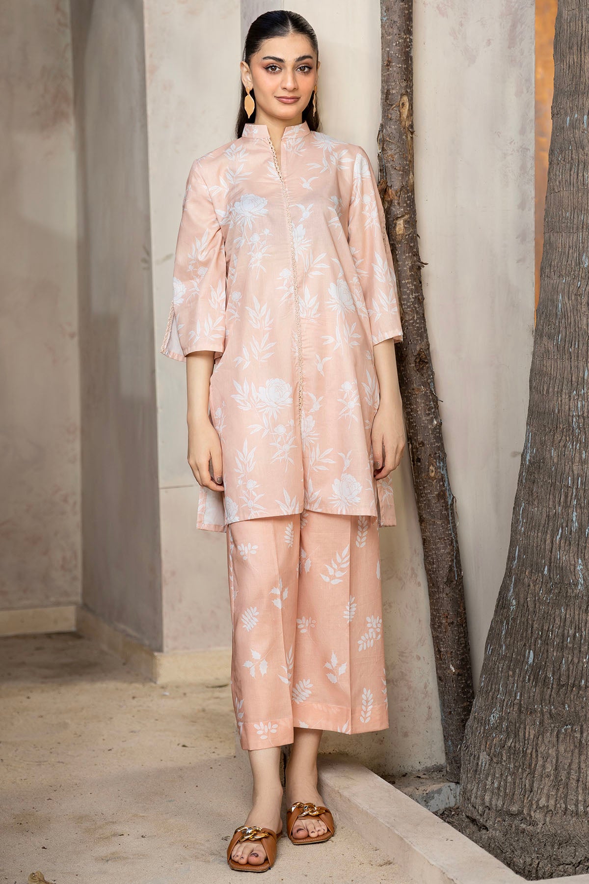 Peach Digital Printed Cotton Lawn Salwar Kameez (2-Piece) - Image 1