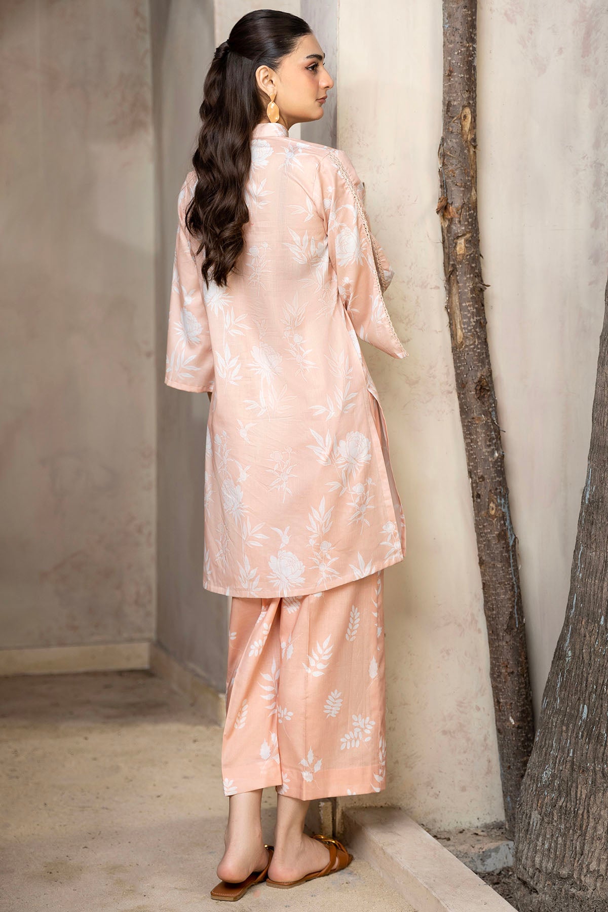 Peach Digital Printed Cotton Lawn Salwar Kameez (2-Piece) - Image 3