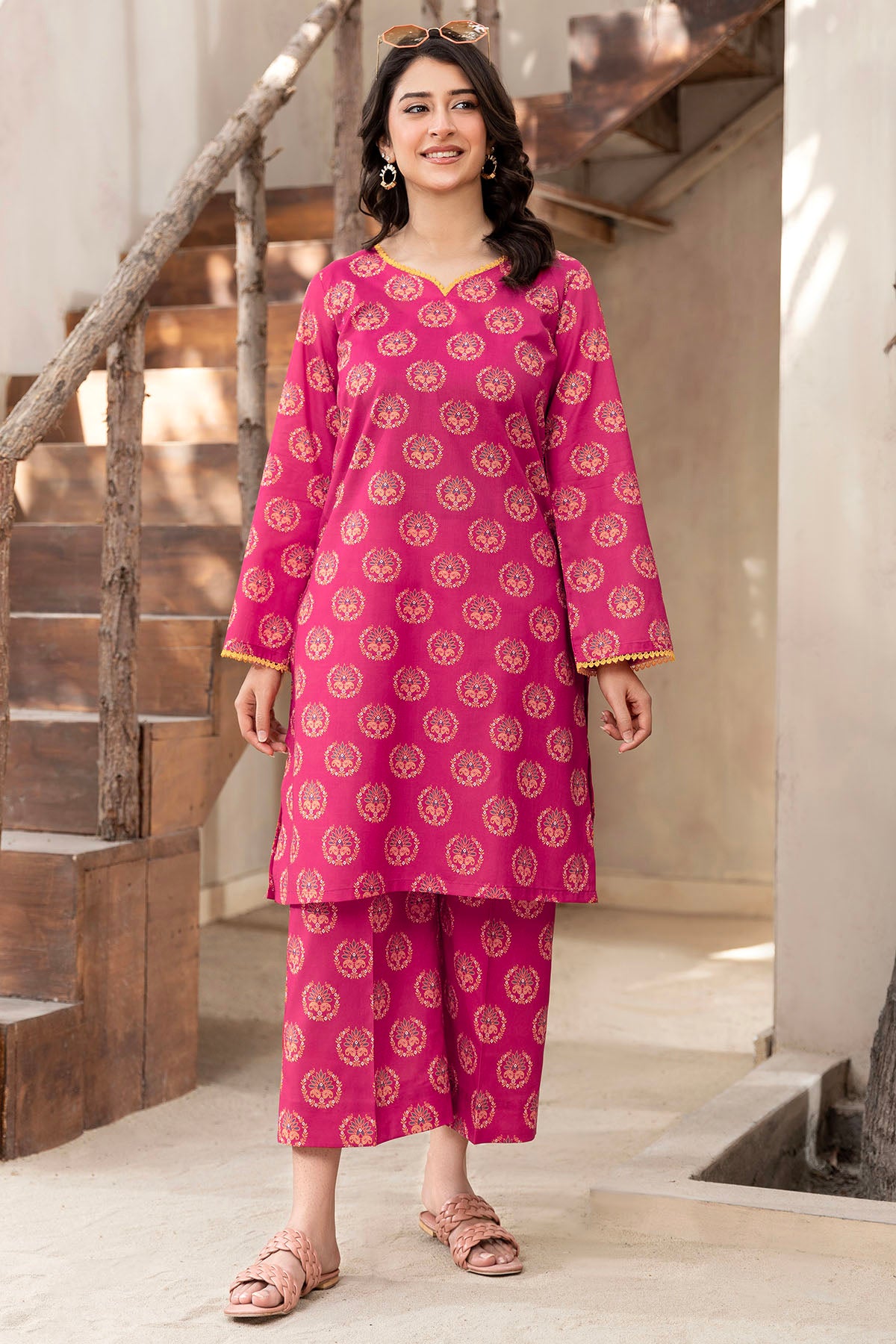 Fuchsia Digital Printed Cotton Lawn Salwar Kameez (2-Piece) - Image 1