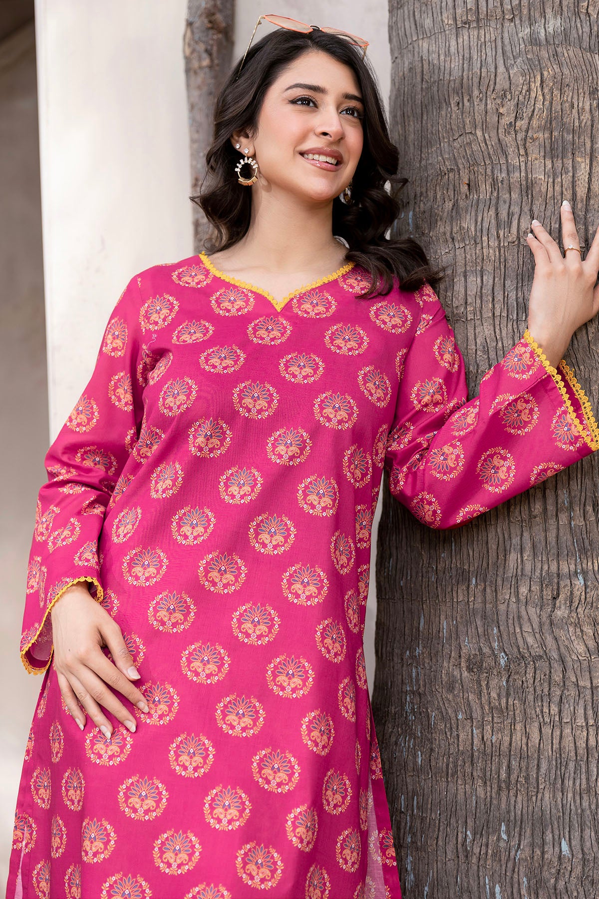 Fuchsia Digital Printed Cotton Lawn Salwar Kameez (2-Piece) - Image 3