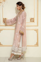 Pakistani Pastel Pink Dabka Embroidered Cotton Net Salwar Kameez (3-Piece) - Image 4