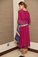 Fuchsia Embroidered Cotton Net Salwar Kameez (3-Piece) - Image 4
