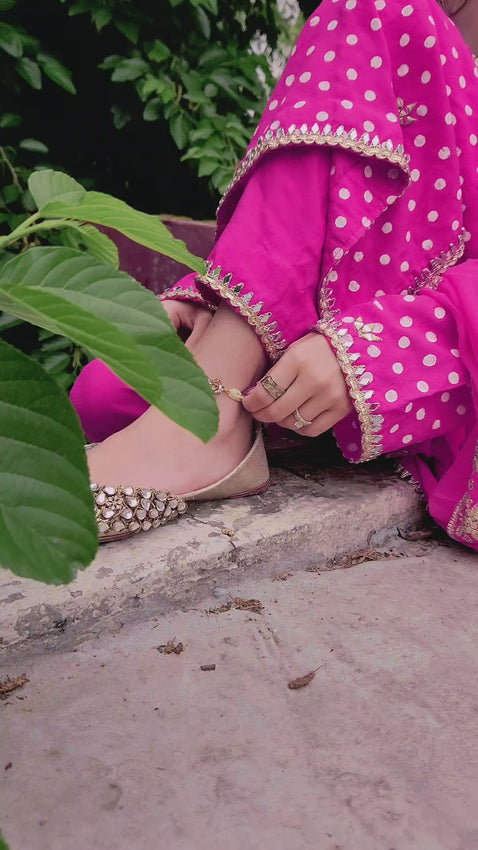 Pink Embroidered Cotton Net Salwar Kameez (3-Piece) - Image 1