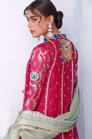 Deep Pink Embroidered Cotton Net Salwar Kameez (3-Piece) - Image 10