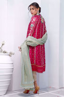 Deep Pink Embroidered Cotton Net Salwar Kameez (3-Piece) - Image 4