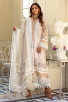 Pakistani Peach Zardozi Cotton Net Salwar Kameez (3-Piece) - Image 3