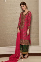 Pakistani Fuchsia Zardozi Cotton Net Salwar Kameez (3-Piece) - Image 3