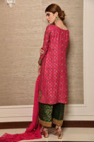 Pakistani Fuchsia Zardozi Cotton Net Salwar Kameez (3-Piece) - Image 4