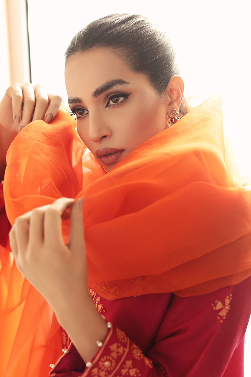 Fuschia Pink Hand-Embroidered Cotton Salwar Kameez (3-Piece) - Image 6