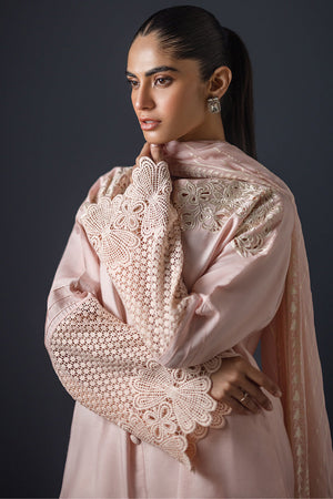 Blush Pink Embroidered Cotton Silk Salwar Kameez (3-Piece) - Image 5