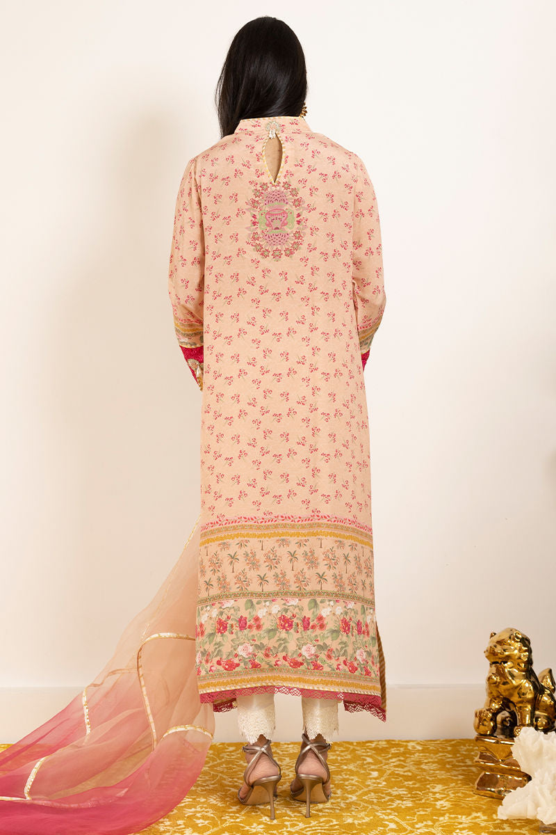 Blush Pink Embroidered Pure Crepe Salwar Kameez (3-Piece) - Image 3
