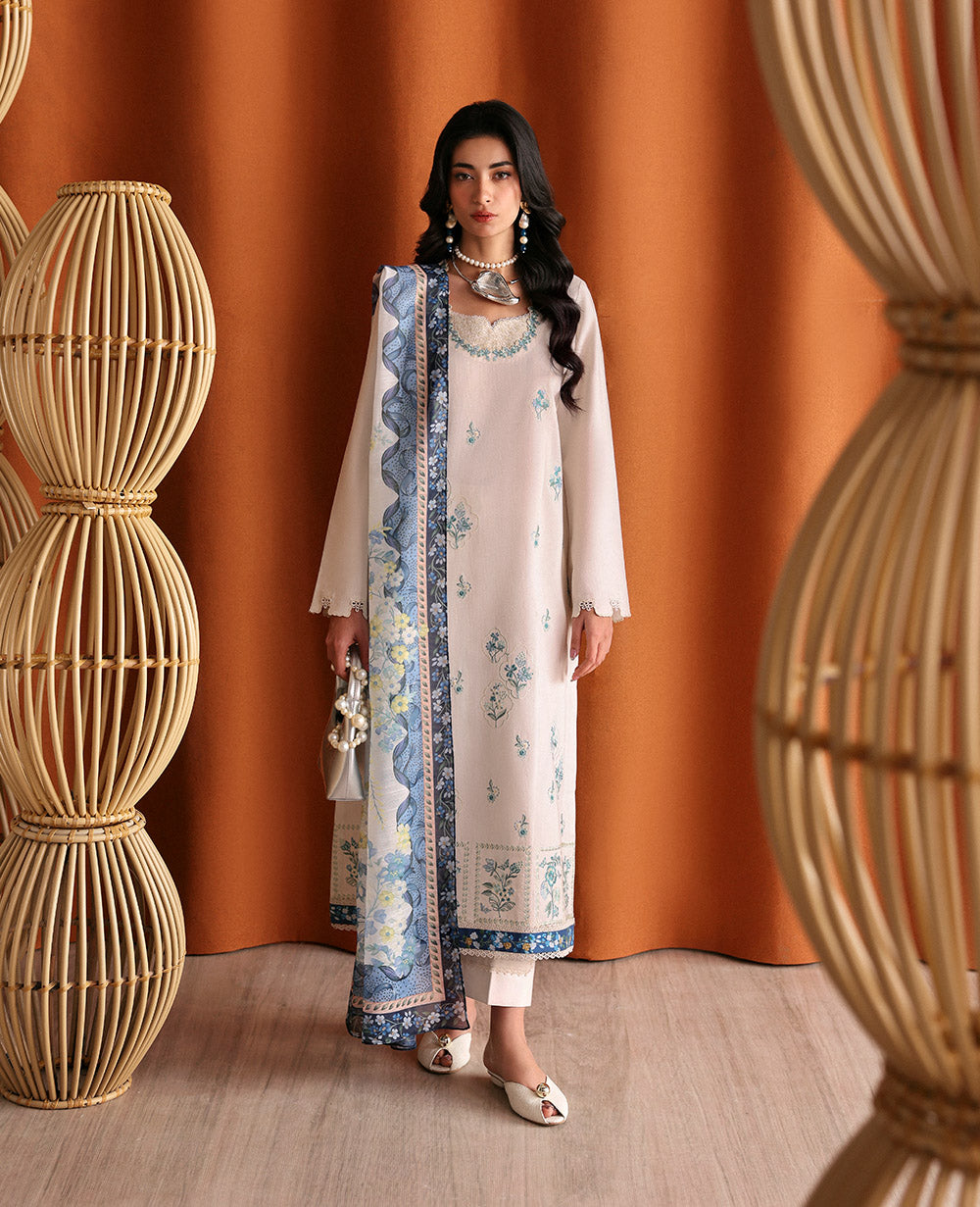 Pakistani Pastel Pink Embroidered Dobby Salwar Kameez (3-Piece) - Image 2