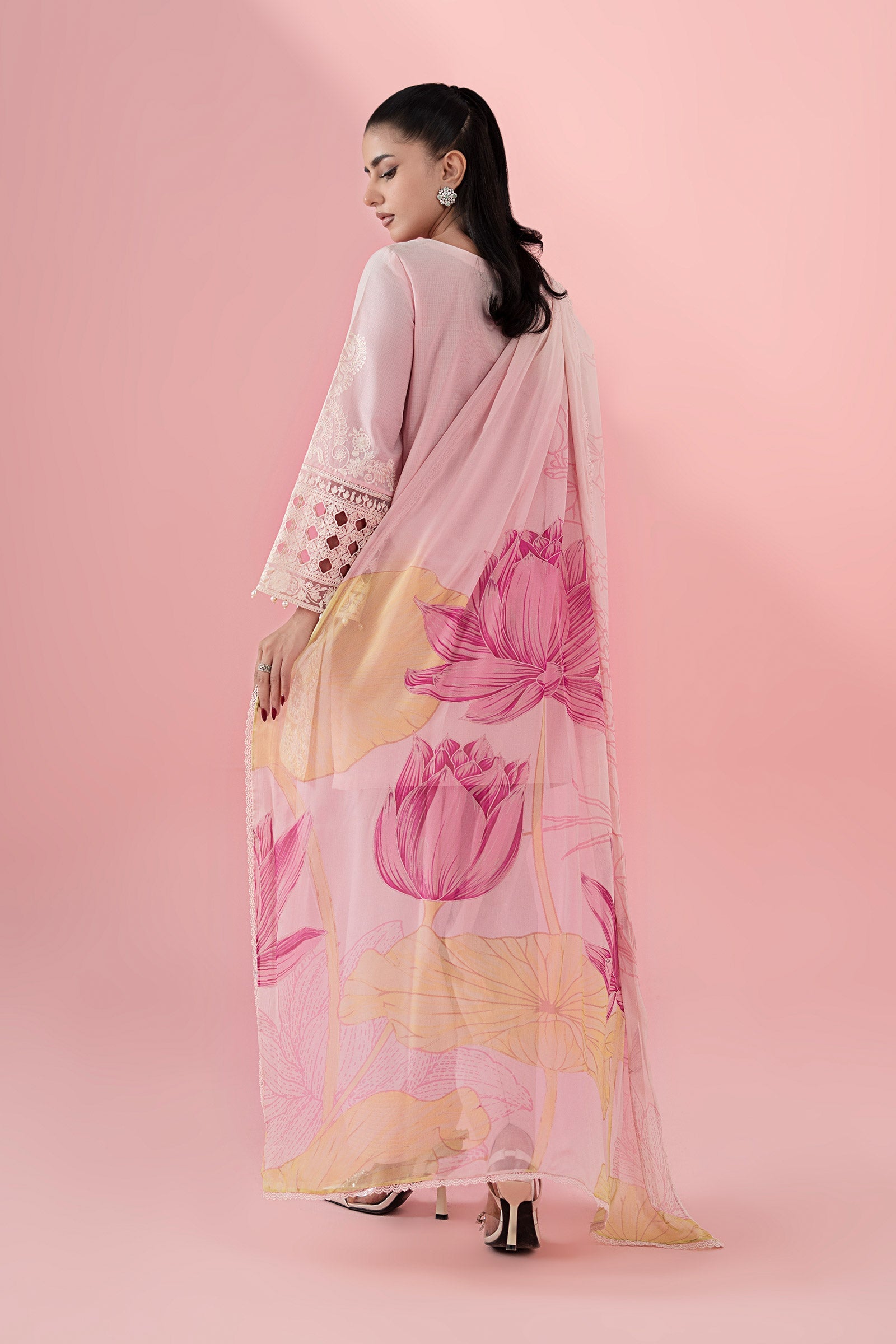 Pastel Pink Embroidered Dobby Salwar Kameez (3-Piece) - Image 8