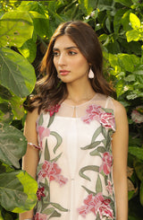 Powder Pink 3D Floral Double Net Salwar Kameez (3-Piece) - Image 4