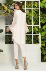 Pakistani Powder Pink 3D Floral Georgette Chiffon Salwar Kameez (2-Piece) - Image 5