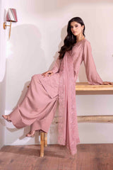 Chai Pink Self-Embroidered Georgette Chiffon Kurta Set (3-Piece) - Image 4