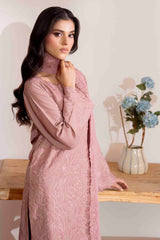 Chai Pink Self-Embroidered Georgette Chiffon Kurta Set (3-Piece) - Image 6