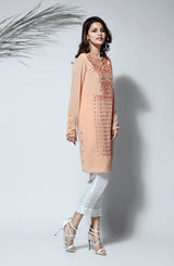Peach Cutwork Georgette-Chiffon Tunic (1-Pc) - Image 4