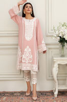 Blossom Pink Kashmiri Embroidered Georgette Salwar Kameez (2-Piece) - Image 2