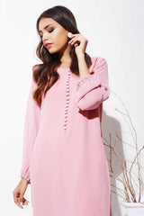 Tea Pink Schiffli Georgette Chiffon Salwar Kameez (3-Piece) - Image 7